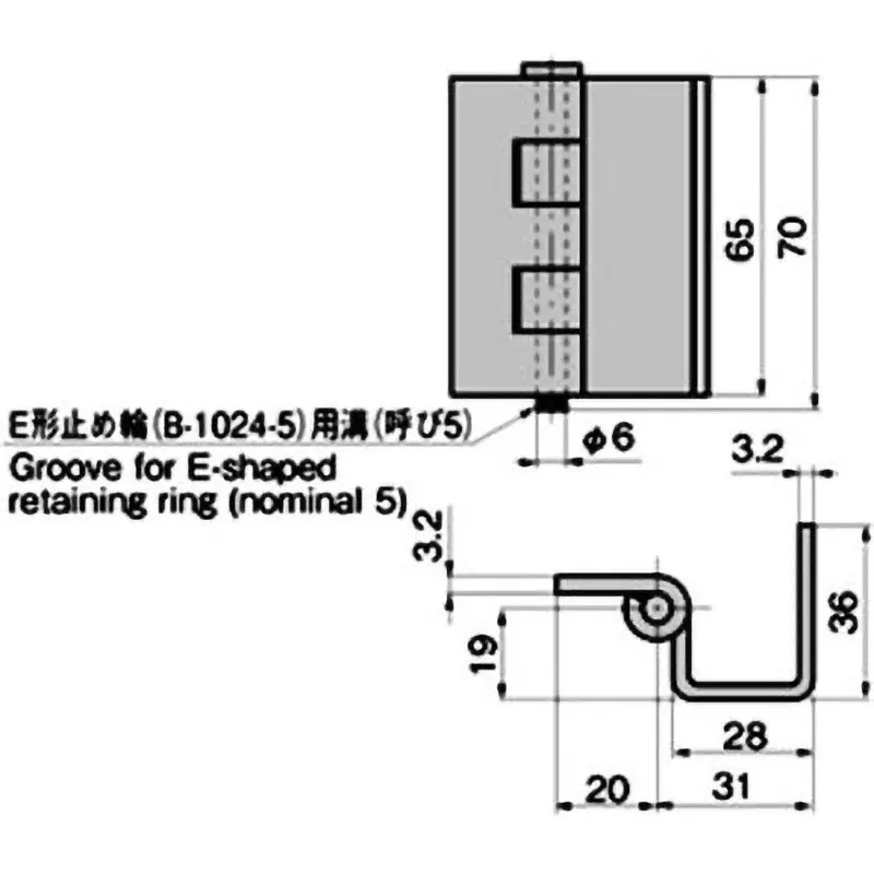 Buy takigen-l-type-reverse-hinge-type-4-61109502 TAKIGEN L Type Reverse Hinge Type 4 Zinc Plating Chromate Treatment, B-566