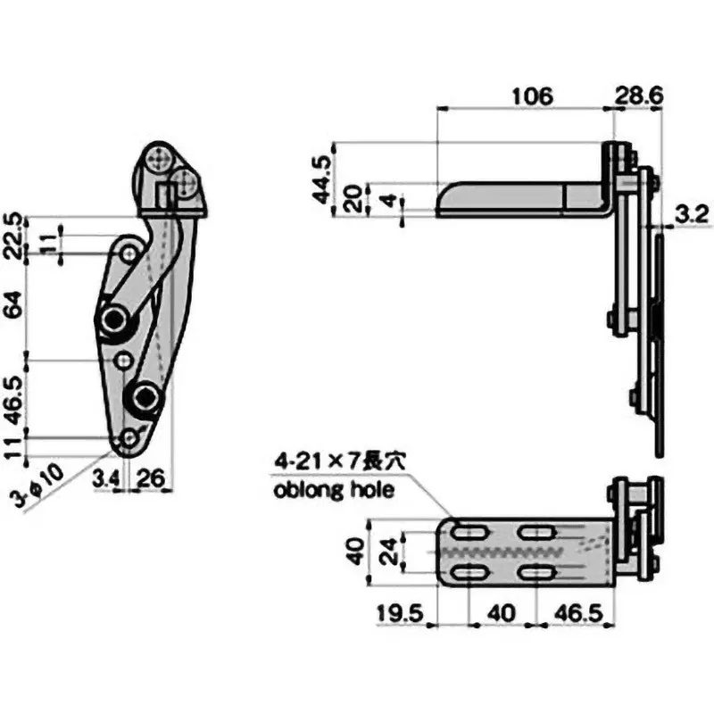 Buy takigen-large-slide-hinge-61109816 TAKIGEN Large Slide Hinge Zinc Plating Chromate Treatment Left Type, B-863-1-L