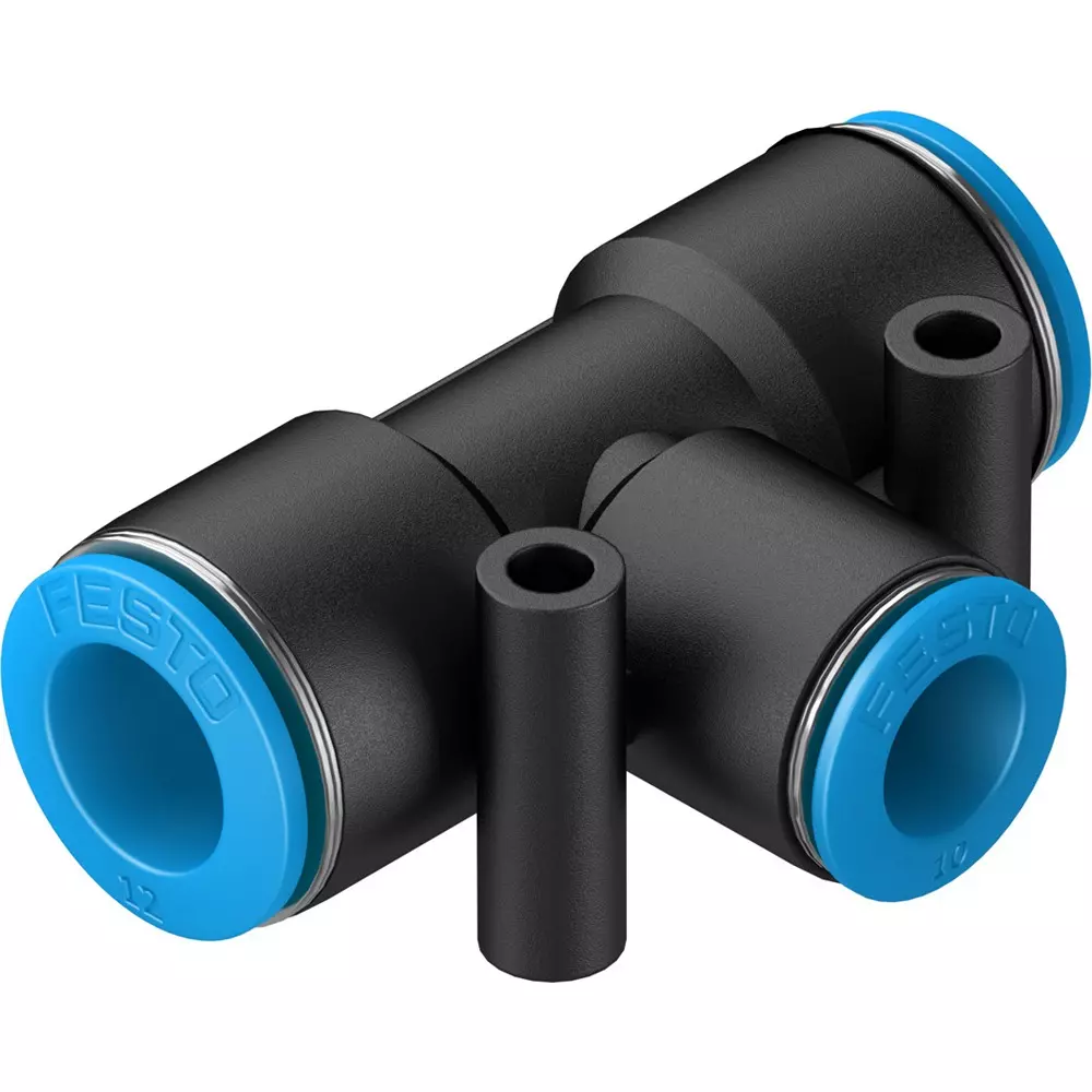 FESTO Push-in T-Connector PBT Housing Material 6.1 mm Nominal Size, QST-12-10-20 (Pack of 10) FESTO Push-in T-Connector PBT Housing Material 6.1 mm Nominal Size, QST-12-10-20 (Pack of 10)