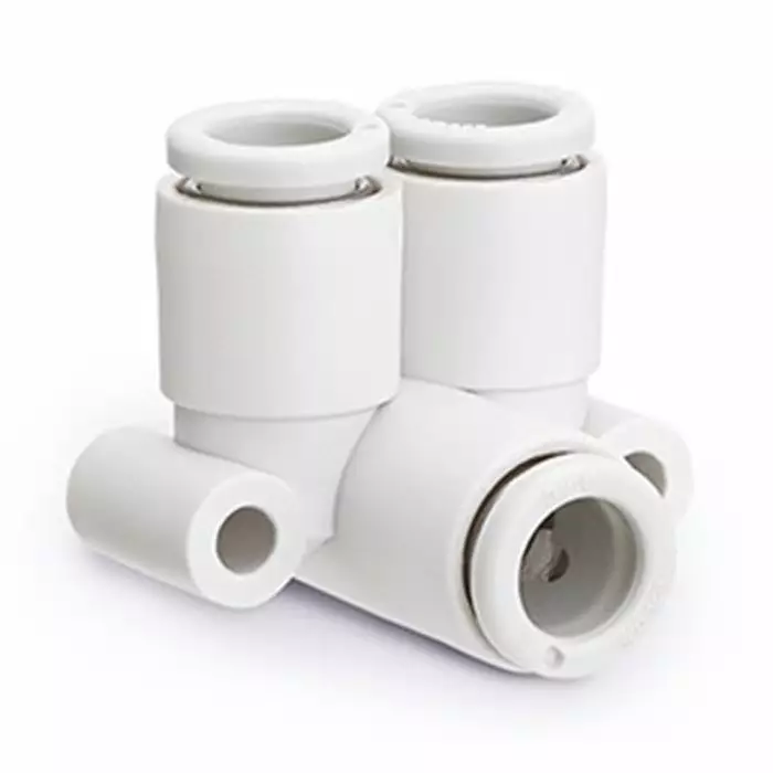 SMC KQ2 Series Branch Union Elbow, 8 mm to 8 mm, Tube-to-Tube Connection Style, KQ2LU08-00A SMC KQ2 Series Branch Union Elbow, 8 mm to 8 mm, Tube-to-Tube Connection Style, KQ2LU08-00A