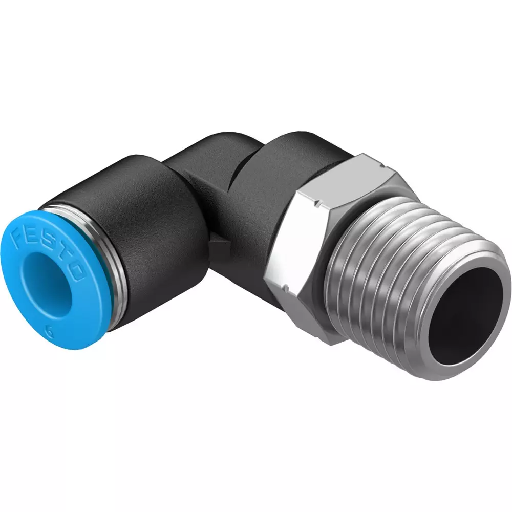 FESTO Push-in L-Fitting PBT Housing Material 4.3 mm Nominal Size, QSL-1/4-6-100 (Pack of 10) FESTO Push-in L-Fitting PBT Housing Material 4.3 mm Nominal Size, QSL-1/4-6-100 (Pack of 10)