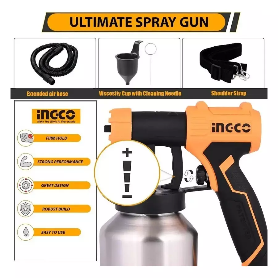 Best ingco-hvlp-spray-gun-550-w-800-ml-container-capacity-and-850-mlmin-maximum-flow-spg5008-2-with-accessories Ingco HVLP Spray Gun 550 W, 800 ml Container Capacity and 850 ml/min Maximum Flow, SPG5008-2 (With Accessories)