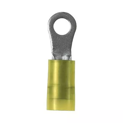 PANDUIT Ring Crimp Terminals TERMINAL, RING TONGUE, 1/4", 12AWG, YEL, PN12-14HDR-L PANDUIT Ring Crimp Terminals TERMINAL, RING TONGUE, 1/4", 12AWG, YEL, PN12-14HDR-L