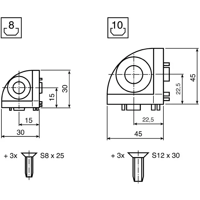 Best bosch-rexroth-s12-corner-bracket-connecting-component-strut-profile-45-mm-groove-size-10-mm-3842519321 Bosch Rexroth S12 Corner Bracket, Connecting Component, Strut Profile 45 mm, Groove Size 10 mm, 3842519321
