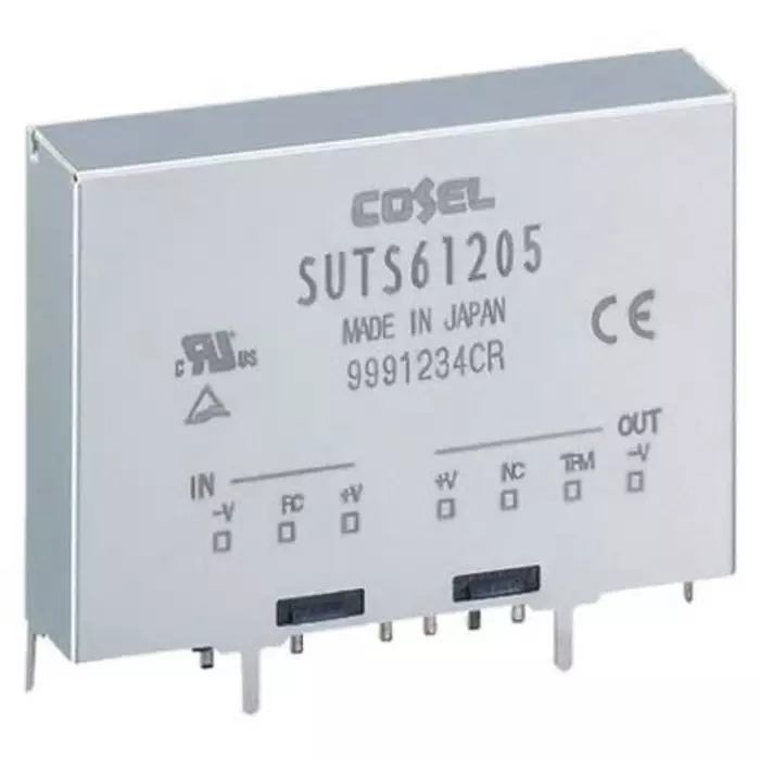 Cosel SUTS DC-DC Converter, 12 V DC/ 500 mA Output, 36 - 76 V DC Input, 6W, PCB Mount, +85°C Max Temp, -40°C Min, SUTS64812 Cosel SUTS DC-DC Converter, 12 V DC/ 500 mA Output, 36 - 76 V DC Input, 6W, PCB Mount, +85°C Max Temp, -40°C Min, SUTS64812