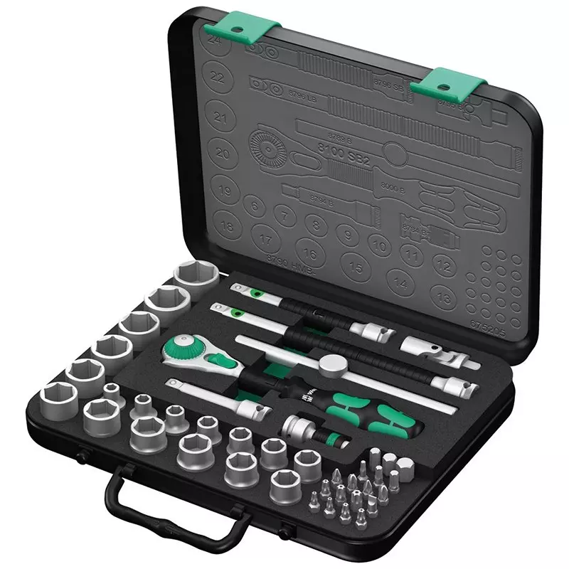 WERA Zyklop Ratchet Set 3/8" Metric, 8100 SB 2 (Pack of 43 Pcs) WERA Zyklop Ratchet Set 3/8" Metric, 8100 SB 2 (Pack of 43 Pcs)