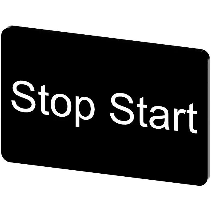 Siemens Labeling Plate, Stop - Start, 3SU1900-0AD16-0DC0 Siemens Labeling Plate, Stop - Start, 3SU1900-0AD16-0DC0
