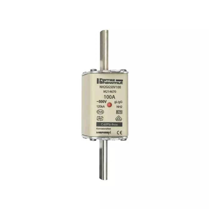 Mersen NH Fuse 100 A 500 V AC NH2, NH2GG50V100 Mersen NH Fuse 100 A 500 V AC NH2, NH2GG50V100