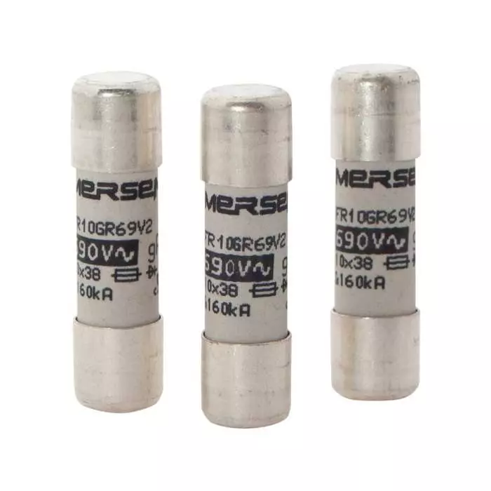 Mersen Slow-Blow Ceramic Cartridge Fuse 8 A 500 V AC 10x38 mm, FR10GG50V8 (Pack of 10 Pcs) Mersen Slow-Blow Ceramic Cartridge Fuse 8 A 500 V AC 10x38 mm, FR10GG50V8 (Pack of 10 Pcs)