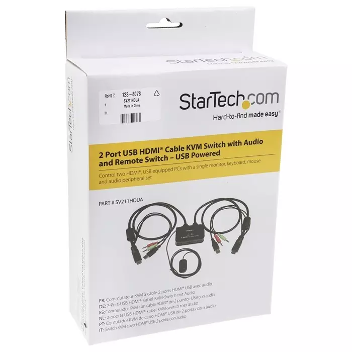 Shop sv211hdua-startechcom-startechcom-2-port-usb-hdmi-kvm-switch-35-mm-stereo-1920-x-1200-maximum-resolution-123-8078-rs StarTech.com 2 Port USB HDMI KVM Switch 3.5 mm Stereo 1920 x 1200 Maximum Resolution, SV211HDUA