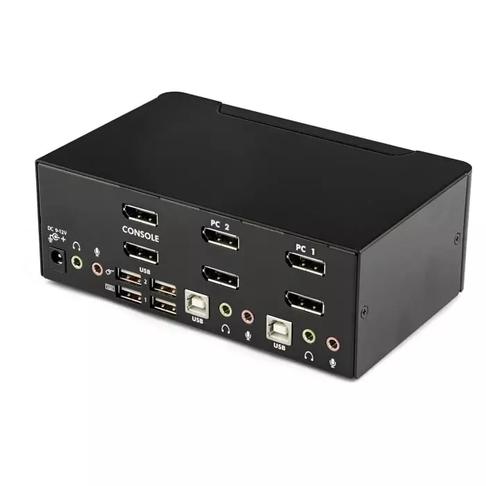 Image sv231dpddua-startechcom-startechcom-2-port-dual-monitor-usb-displayport-kvm-switch-35-mm-stereo-2560-x-1600-maximum-resolution-898-8374-rs StarTech.com 2 Port Dual Monitor USB DisplayPort KVM Switch 3.5 mm Stereo 2560 x 1600 Maximum Resolution, SV231DPDDUA