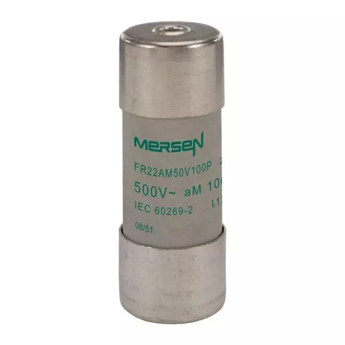 Mersen Slow-Blow Ceramic Cartridge Fuse 100 A 500 V AC 22.2x58 mm, FR22AM50V100P (Pack of 10 Pcs) Mersen Slow-Blow Ceramic Cartridge Fuse 100 A 500 V AC 22.2x58 mm, FR22AM50V100P (Pack of 10 Pcs)