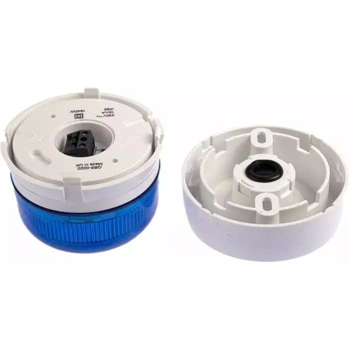 Buy klaxon-flashguard-qbs-series-blue-flashing-beacon-230-v-ac-surface-mount-xenon-bulb-qbs-0020 Klaxon Flashguard QBS Series Blue Flashing Beacon, 230 V AC, Surface Mount, Xenon Bulb, QBS-0020