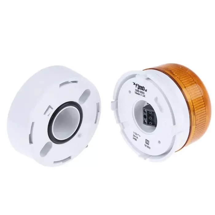 Shop klaxon-flashguard-qbs-series-amber-flashing-beacon-110-v-ac-surface-mount-xenon-bulb-qbs-0003 Klaxon Flashguard QBS Series Amber Flashing Beacon, 110 V AC, Surface Mount, Xenon Bulb, QBS-0003