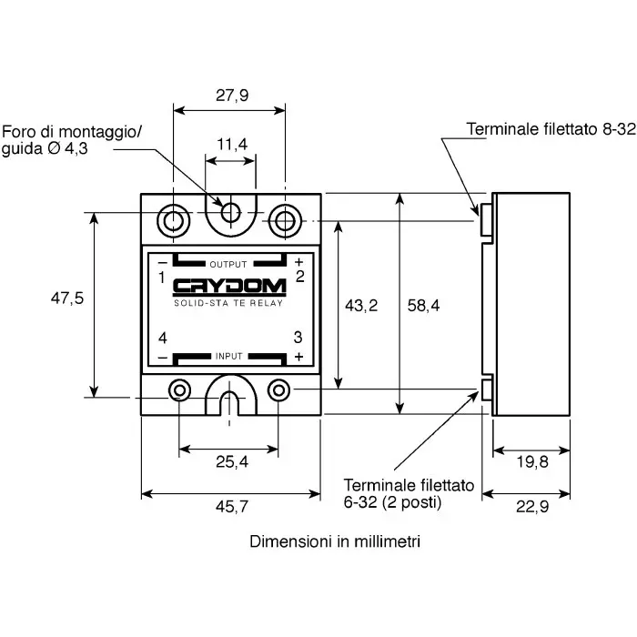 Product d4d07-sensata-crydom-sensata-crydom-1-dcl-series-solid-state-relay-7-a-load-surface-mount-400-v-load-32-v-control-291-2618-rs SENSATA/CRYDOM Solid State Relay 1-DCL Series 7 A Load Surface Mount 400 V 32 Control, D4D07
