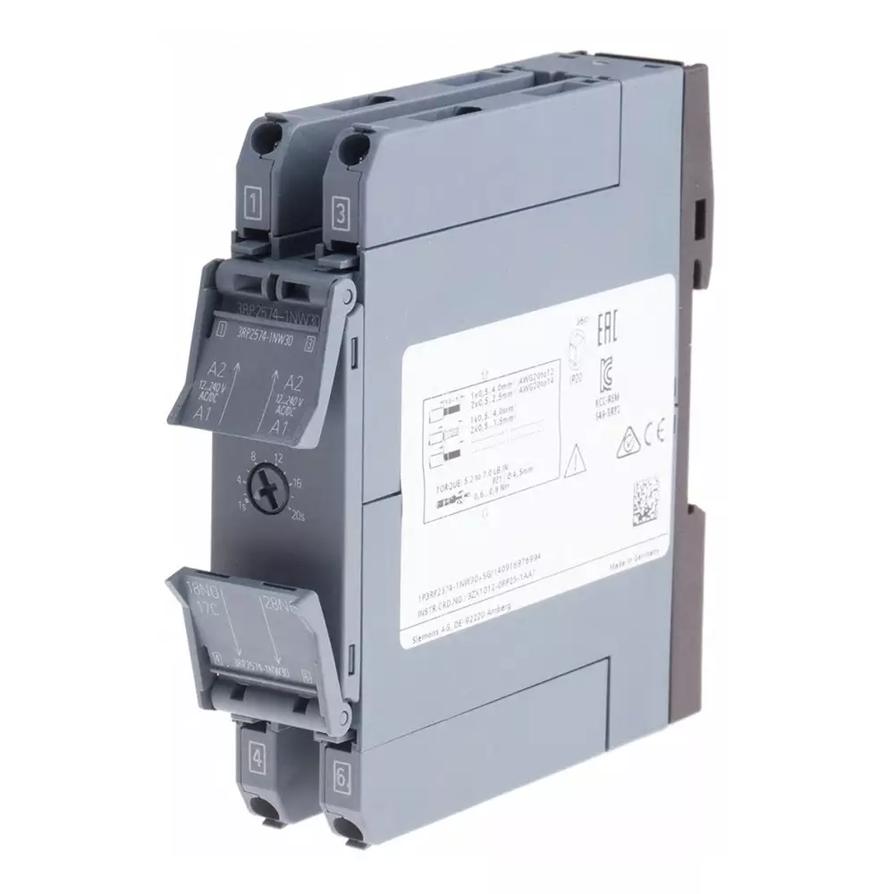 Buy siemens-3rp25-series-din-rail-mount-timer-relay-12--240-v-acdc-2-contact-1--20s-1-function-dpst-3rp2574-1nw30 Siemens 3RP25 Series DIN Rail Mount Timer Relay, 12 - 240 V AC/DC, 2-Contact, 1 - 20s, 1-Function, DPST, 3RP2574-1NW30