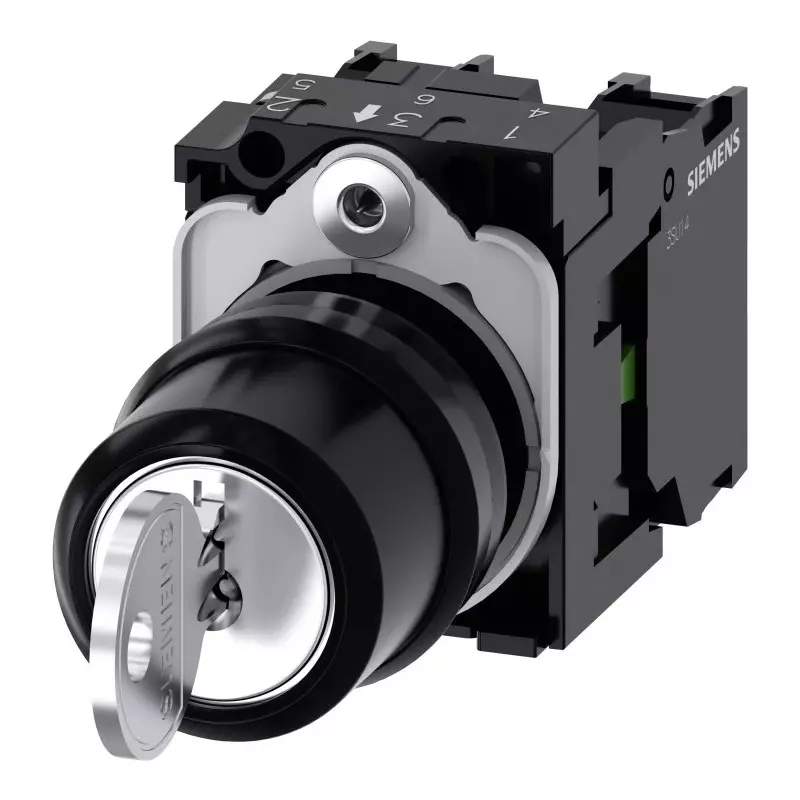 Siemens IP66, IP67, IP69 Key Switch, SPST 3-Way, 3SU1100-4BL11-1NA0 Siemens IP66, IP67, IP69 Key Switch, SPST 3-Way, 3SU1100-4BL11-1NA0