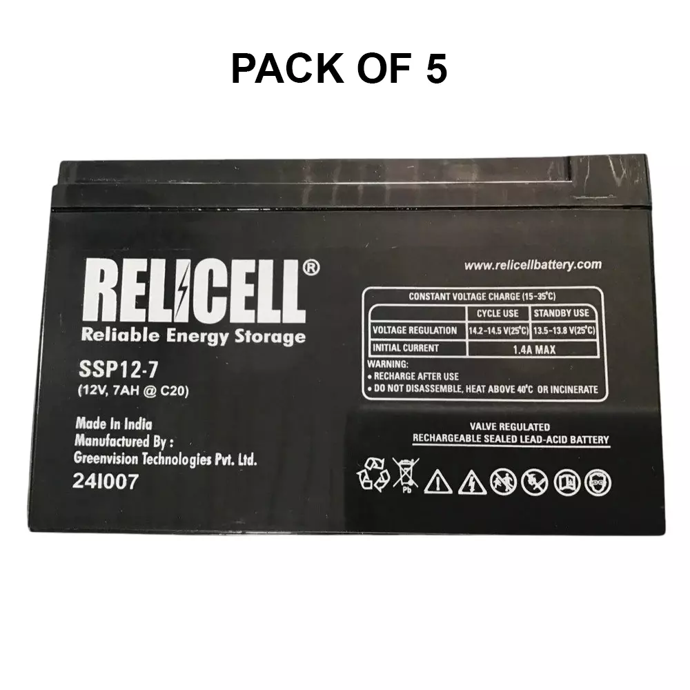Buy relicell-agm-vrla-ups-battery-black-7-ah-battery-capacity-12-v-ssp12-7 Relicell AGM VRLA UPS Battery Black 7 Ah Battery Capacity 12 V, SSP12-7
