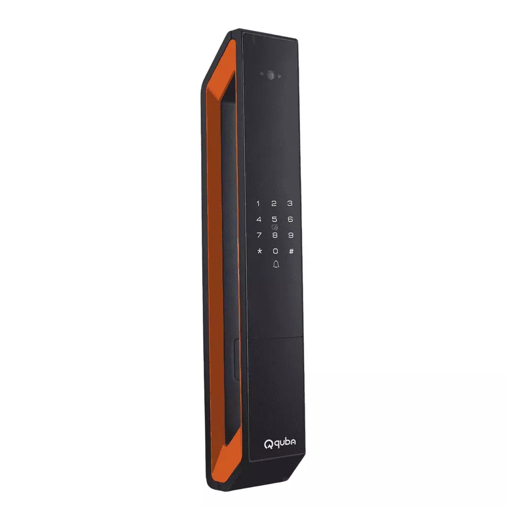 Quba Artis Digital Main Door Lock 8 Way Access Face and Palm Recognition for 40-120 mm Door Thickness, Orange Quba Artis Digital Main Door Lock 8 Way Access Face and Palm Recognition for 40-120 mm Door Thickness, Orange