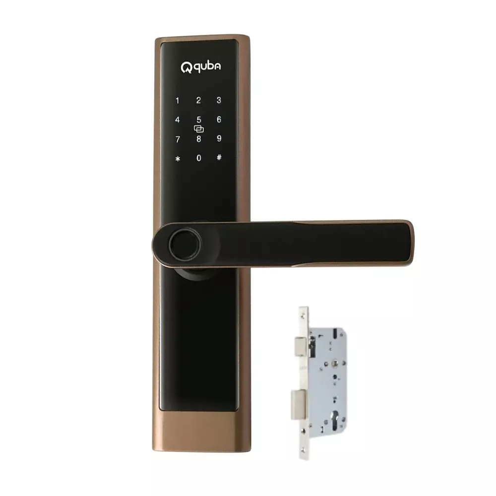 Shop quba-qraft-digital-main-door-lock-5-way-access-1-bolt-mechanism-30-65-mm-door-thickness-lm-gold Quba Qraft Digital Main Door Lock 5 Way Access 1 Bolt Mechanism for 30-65 mm Door Thickness, LM Gold
