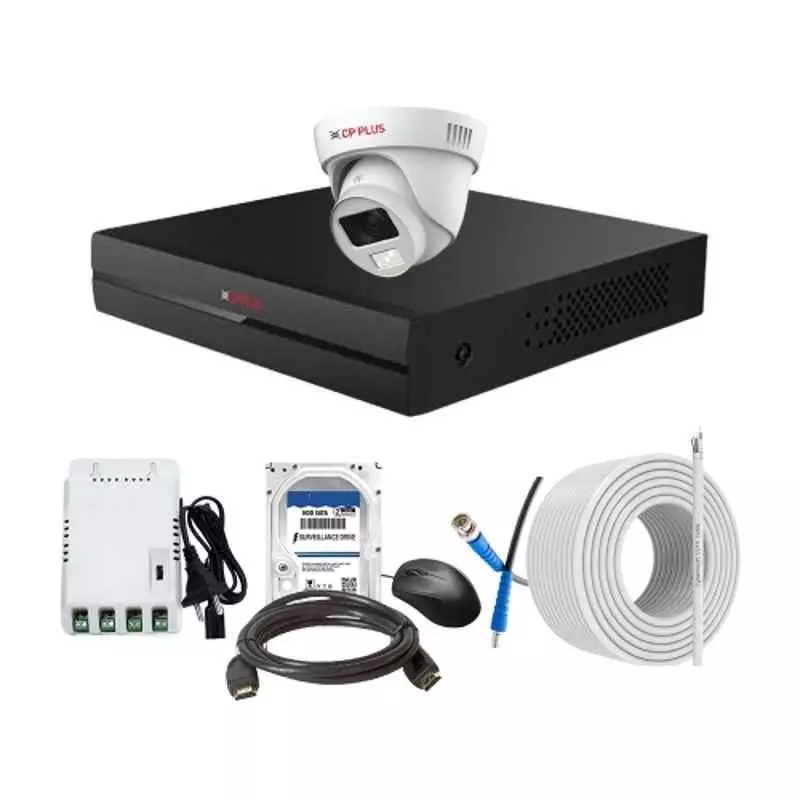 CP PLUS CCTV Combo Kit 2.4 MP Full Colour HD Audio Indoor & Outdoor with 4 Channel DVR, 1 Dome Camera, 4 Channel SMPS, 70 m Copper Cable, 2 TB HDD & Connectors CP PLUS CCTV Combo Kit 2.4 MP Full Colour HD Audio Indoor & Outdoor with 4 Channel DVR, 1 Dome Camera, 4 Channel SMPS, 70 m Copper Cable, 2 TB HDD & Connectors