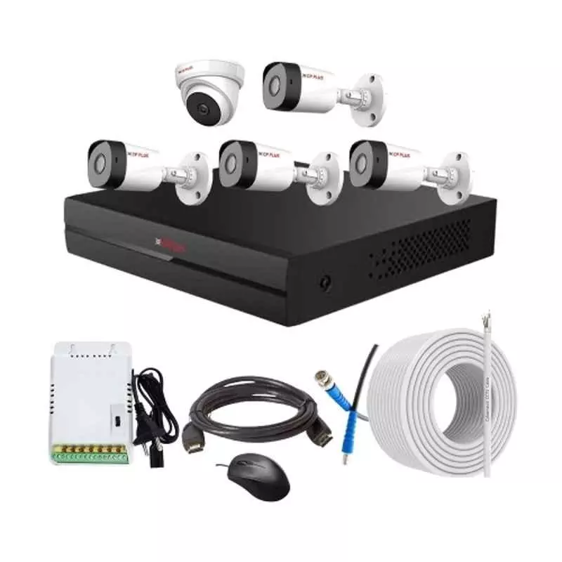CP PLUS CCTV Combo Kit 2.4 MP Full HD Audio Indoor & Outdoor with 8 Channel DVR 4 Bullet, 1 Dome Camera, 8 Channel SMPS, 70 m Copper Cable & Connectors CP PLUS CCTV Combo Kit 2.4 MP Full HD Audio Indoor & Outdoor with 8 Channel DVR 4 Bullet, 1 Dome Camera, 8 Channel SMPS, 70 m Copper Cable & Connectors