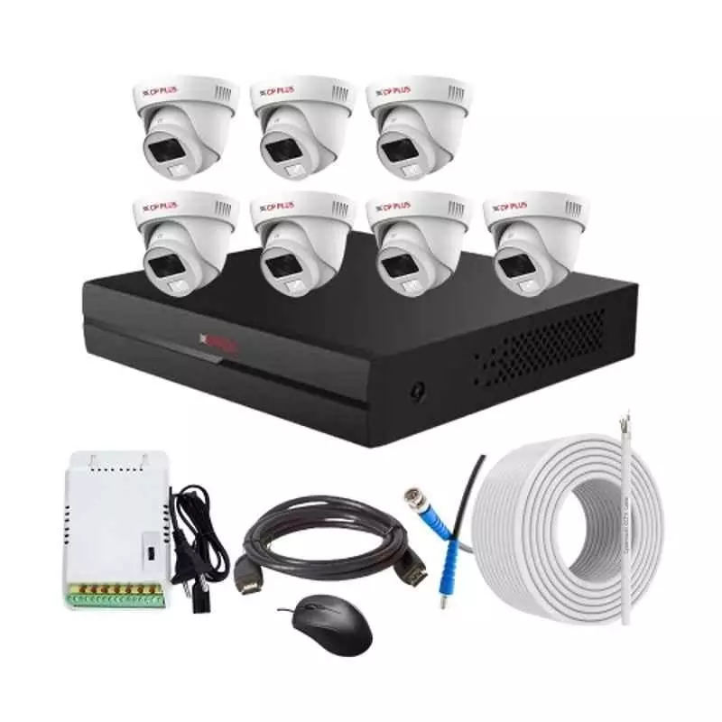CP PLUS CCTV Combo Kit 2.4 MP Full Colour HD Audio Indoor & Outdoor with 8 Channel DVR, 7 Dome Camera, 8 Channel SMPS, 70 m Copper Cable & Connectors CP PLUS CCTV Combo Kit 2.4 MP Full Colour HD Audio Indoor & Outdoor with 8 Channel DVR, 7 Dome Camera, 8 Channel SMPS, 70 m Copper Cable & Connectors