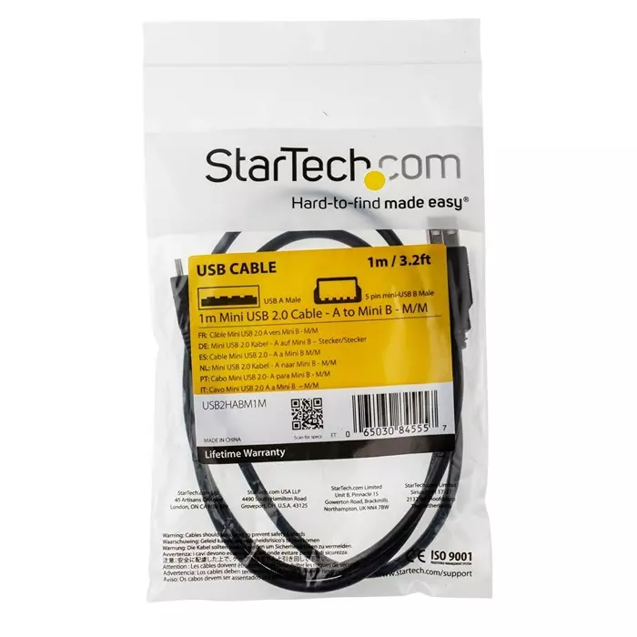 Offer usb2habm1m-startechcom-startechcom-usb-20-male-usb-a-to-male-mini-usb-b-480mbps-1m-186-2805-rs StarTech.com Male USB A to Male Mini USB B Cable 480 Mbps USB 2.0 1m, USB2HABM1M