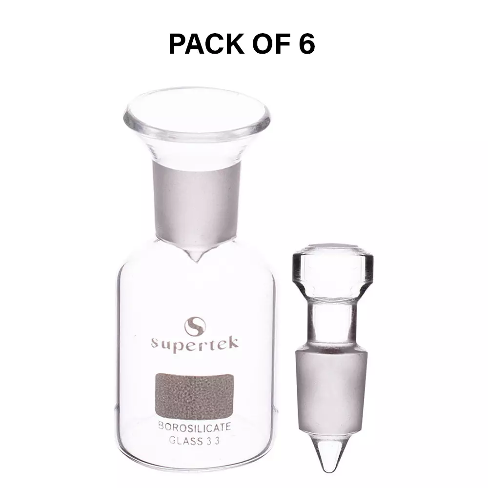 Buy supertek-125-ml-bod-bottle-clear-borosilicate-glass-33-with-robotic-head-121720125-pack-of-6 Supertek 125 ml BOD Bottle Clear Borosilicate Glass 3.3 with Robotic Head, 12.172.0125 (Pack of 6)