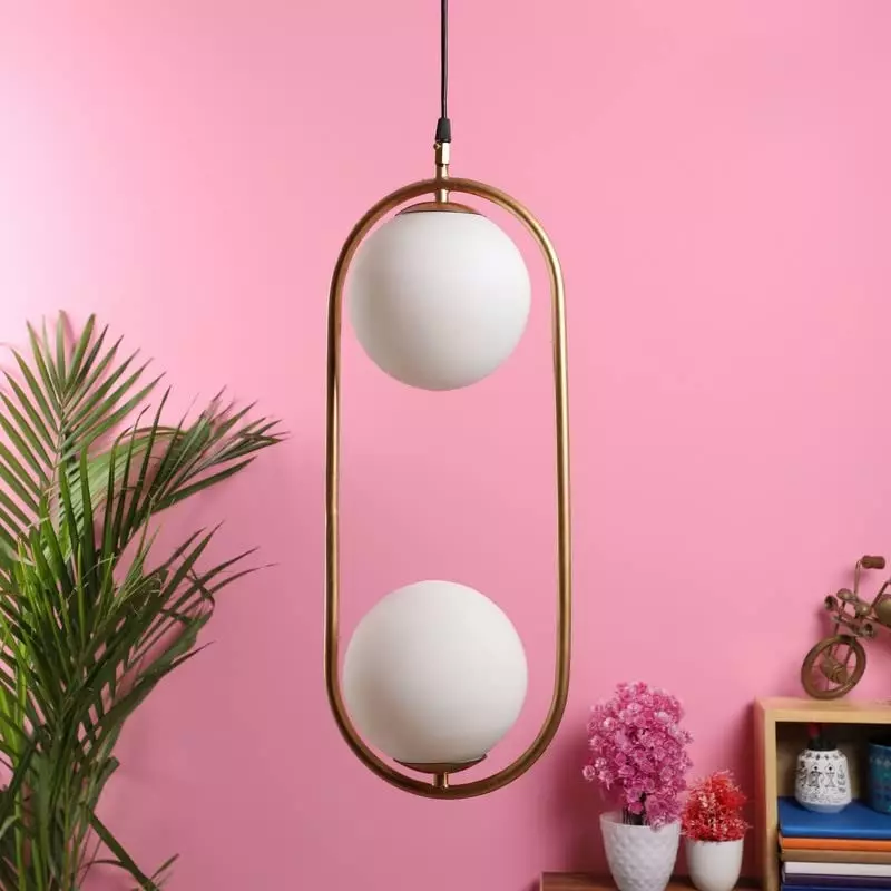 Best eliante-hanging-light-gold-metal-corded-electric-semi-flush-mount ELIANTE Hanging Light Gold Metal Corded Electric Semi Flush Mount Without Bulb, 1516-HL-REC-2LP