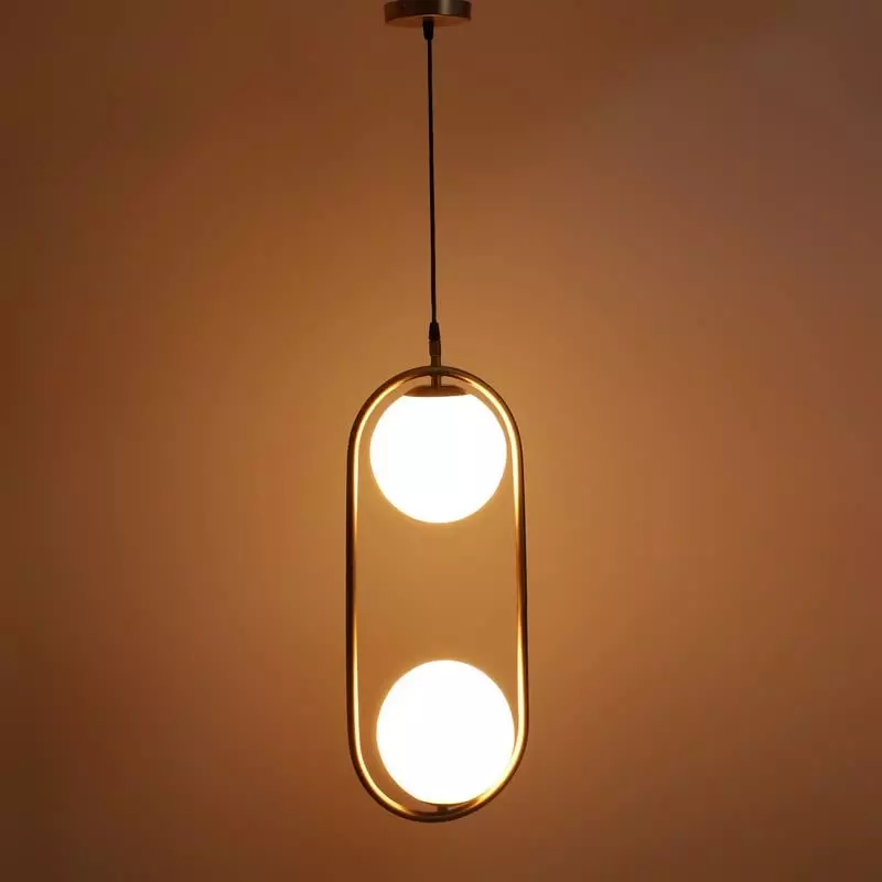 Shop eliante-hanging-light-gold-metal-corded-electric-semi-flush-mount ELIANTE Hanging Light Gold Metal Corded Electric Semi Flush Mount Without Bulb, 1516-HL-REC-2LP