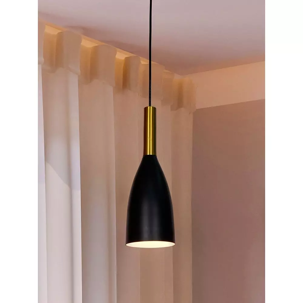 Buy fos-lighting-hanging-light-e27-black-finish-40-w-mo106-goldblackbottle-hl1 Fos Lighting Modern Hanging Light Black and Gold Finish 40 W