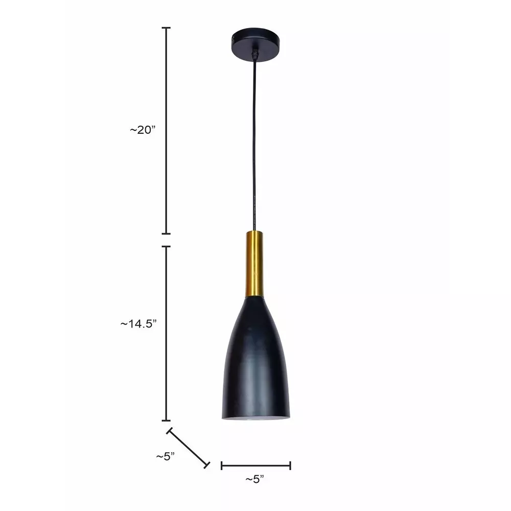 Best fos-lighting-hanging-light-e27-black-finish-40-w-mo106-goldblackbottle-hl1 Fos Lighting Modern Hanging Light Black and Gold Finish 40 W