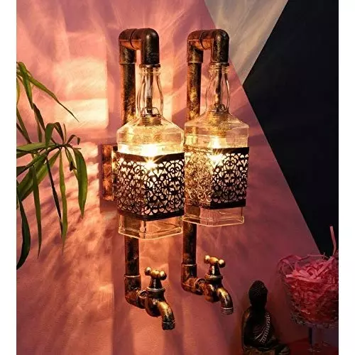 Buy eliante-wall-light-golden-flush-mount-corded-electric-power-for-bar-kitchen-home ELIANTE Wall Light Golden Flush Mount Corded Electric Power For Bar, Kitchen, Home