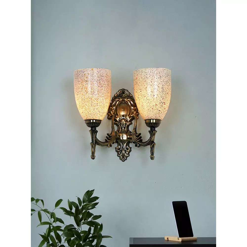 Buy fos-lighting-wall-light-40-w-mild-steel-brass-antique-corn-ms-brsa-holi-wl2 Fos Lighting Wall Light 40 W Mild Steel Brass Antique, Corn-MS-BRSA-Holi-WL2