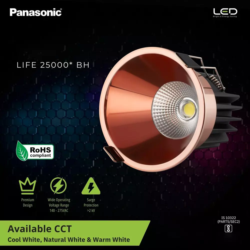 Product panasonic-deep-recessed-cob-downlight-7-w-natural-white-pdlm43074 Panasonic LED Deep Recessed Cob Downlight 7 W Natural White, PDLM43074