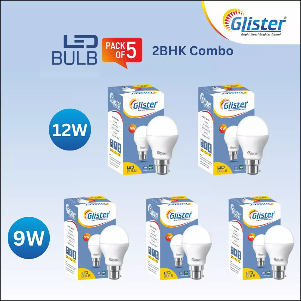 Shop glister-12-9-w-led-bulb-6500k-color-temperature-b22-bulb-base-white-pack-of-5 Glister 12 + 9 W LED Bulb 6500K Color Temperature B22 Bulb Base White (Pack of 5)