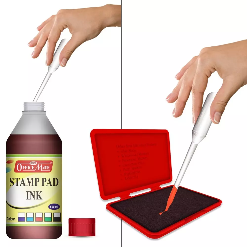 Shop soni-office-mate-500-ml-stamp-pad-refill-ink-smudge-free-and-long-lasting-for-office-school-craft-diy-red-pack-of-500 Soni Office Mate 500 ml Stamp Pad Refill Ink Smudge Free and Long Lasting for Office, School, Craft & DIY, Red