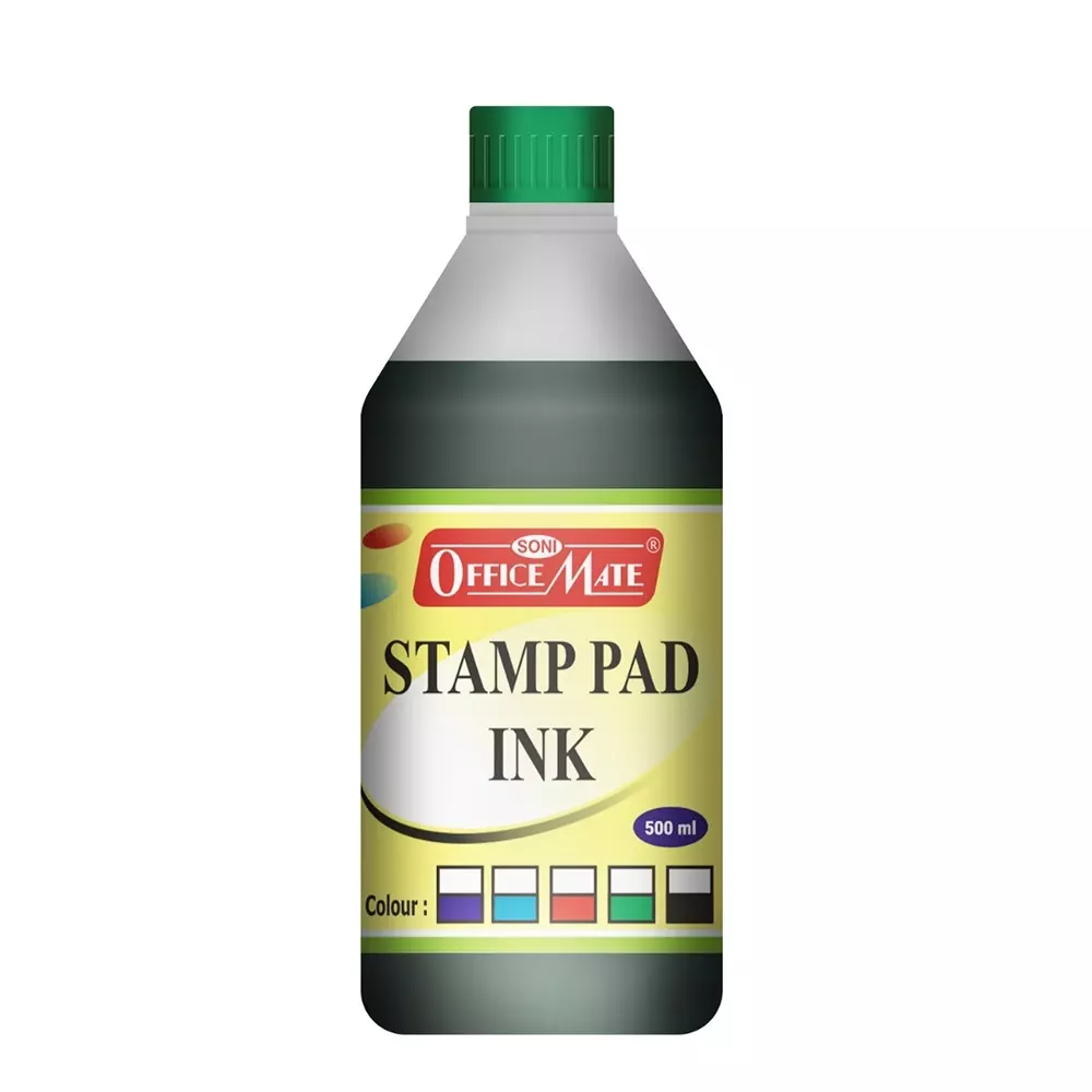 Soni Office Mate 500 ml Stamp Pad Refill Ink Smudge Free and Long Lasting for Office, School, Craft & DIY, Green Soni Office Mate 500 ml Stamp Pad Refill Ink Smudge Free and Long Lasting for Office, School, Craft & DIY, Green