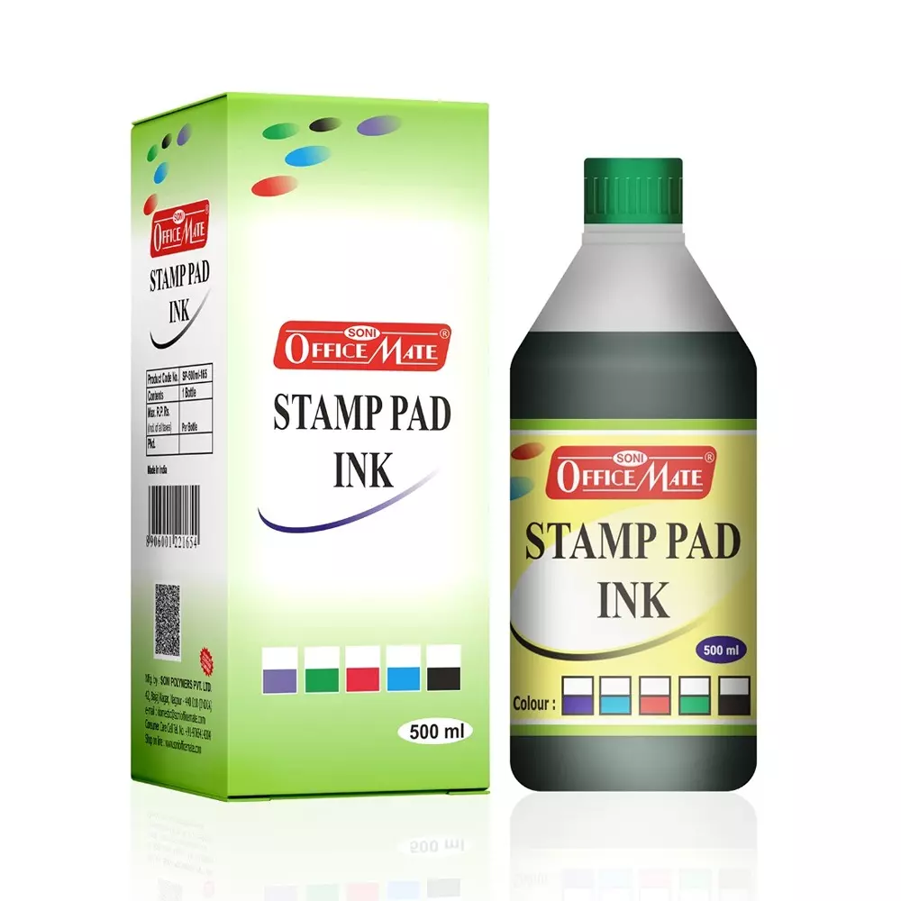 Buy soni-office-mate-500-ml-stamp-pad-refill-ink-smudge-free-and-long-lasting-for-office-school-craft-diy-green-pack-of-500 Soni Office Mate 500 ml Stamp Pad Refill Ink Smudge Free and Long Lasting for Office, School, Craft & DIY, Green