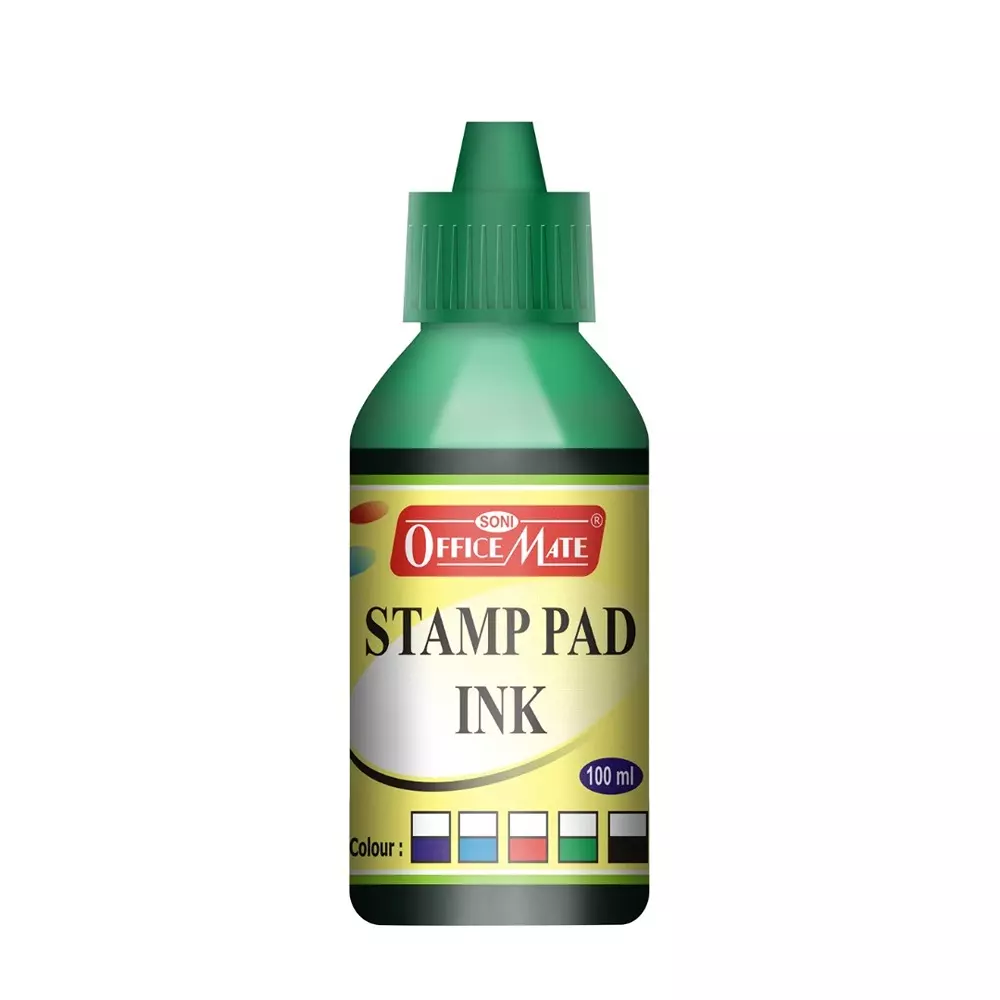Soni Office Mate 100 ml Stamp Pad Refill Ink Smudge Free and Long Lasting for Office, School, Craft & DIY, Green (Pack of 10) Soni Office Mate 100 ml Stamp Pad Refill Ink Smudge Free and Long Lasting for Office, School, Craft & DIY, Green (Pack of 10)