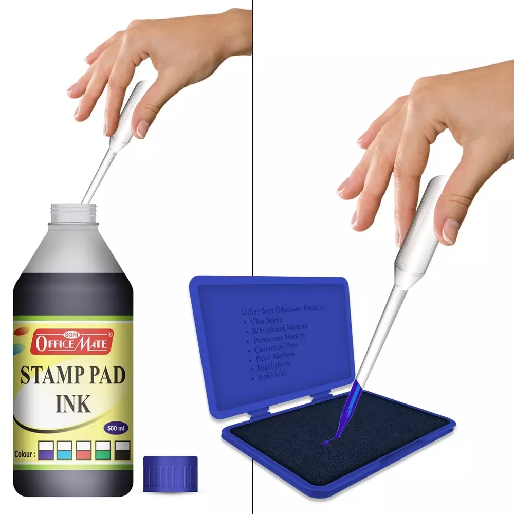 Shop soni-office-mate-500-ml-stamp-pad-refill-ink-smudge-free-and-long-lasting-for-office-school-craft-diy-blue-pack-of-500 Soni Office Mate 500 ml Stamp Pad Refill Ink Smudge Free and Long Lasting for Office, School, Craft & DIY, Blue
