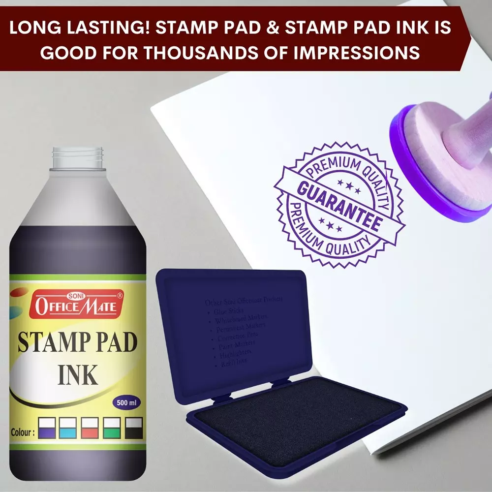 Buy soni-office-mate-500-ml-stamp-pad-refill-ink-smudge-free-and-long-lasting-for-office-school-craft-diy-violet-pack-of-500 Soni Office Mate 500 ml Stamp Pad Refill Ink Smudge Free and Long Lasting for Office, School, Craft & DIY, Violet