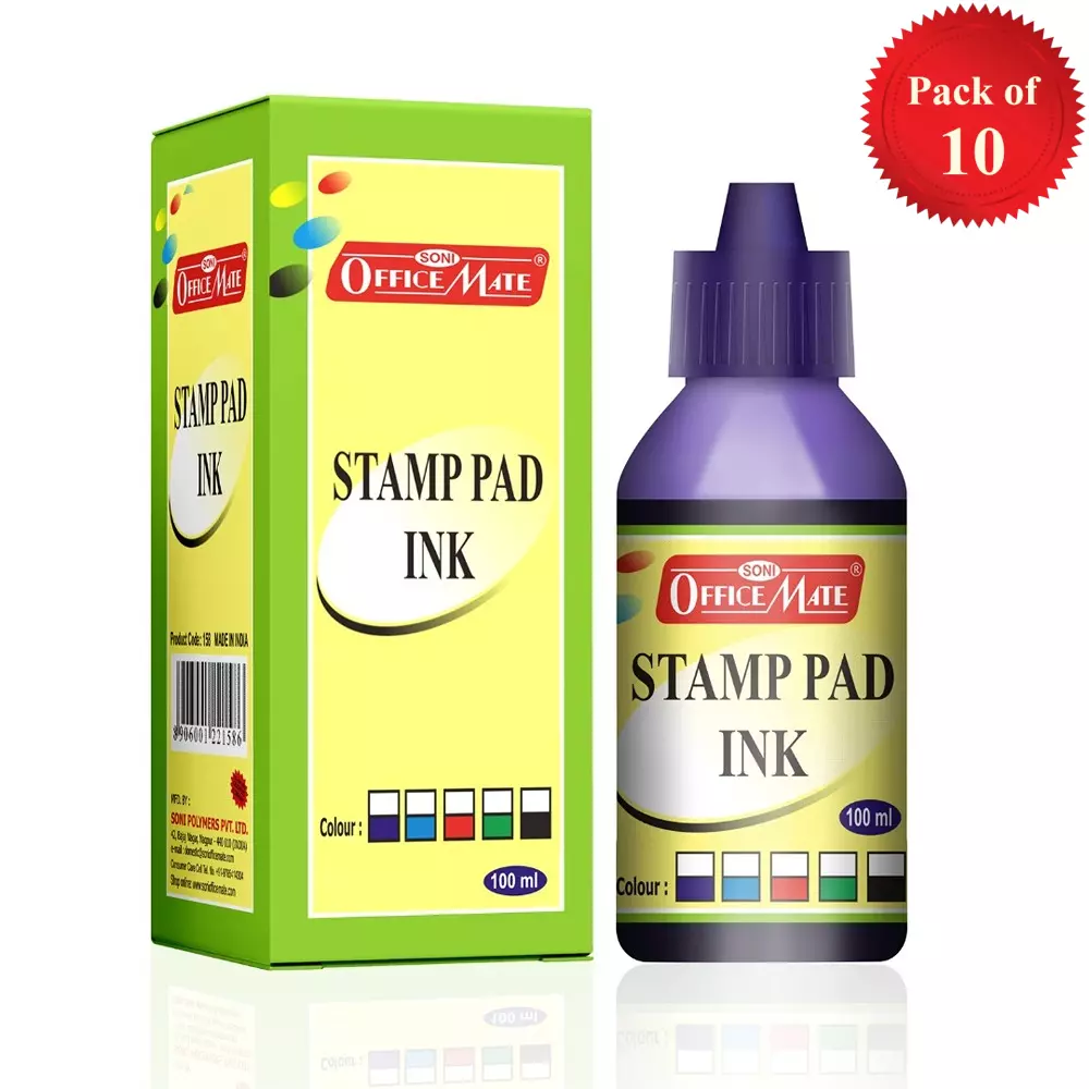 Buy soni-office-mate-100-ml-stamp-pad-refill-ink-smudge-free-and-long-lasting-for-office-school-craft-diy-violet-pack-of-10 Soni Office Mate 100 ml Stamp Pad Refill Ink Smudge Free and Long Lasting for Office, School, Craft & DIY, Violet (Pack of 10)