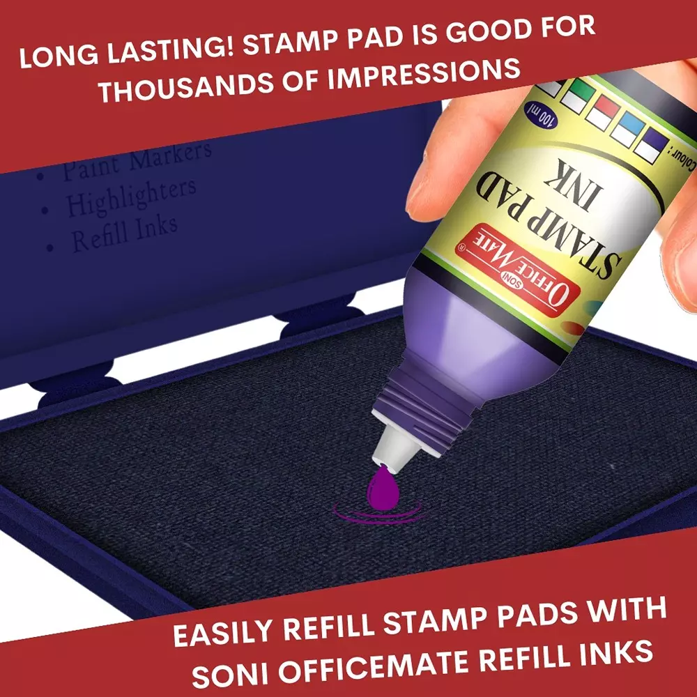 Best soni-office-mate-100-ml-stamp-pad-refill-ink-smudge-free-and-long-lasting-for-office-school-craft-diy-violet-pack-of-10 Soni Office Mate 100 ml Stamp Pad Refill Ink Smudge Free and Long Lasting for Office, School, Craft & DIY, Violet (Pack of 10)