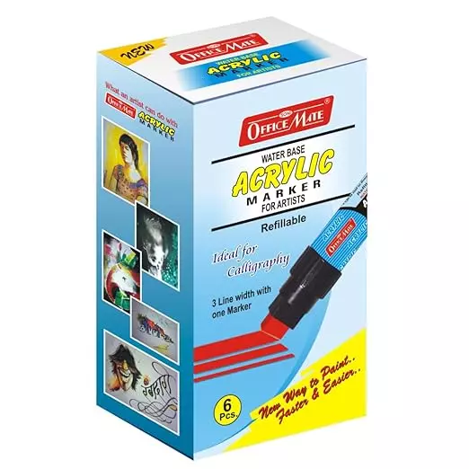 Best soni-office-mate-jumbo-acrylic-paint-marker-15-mm-chisel-tip-water-based-ink-fade-resistant-multicolor-pack-of-6 Soni Office Mate Jumbo Acrylic Paint Marker 15 mm Chisel Tip Water Based Ink, Fade Resistant, Multicolor (Pack of 6)