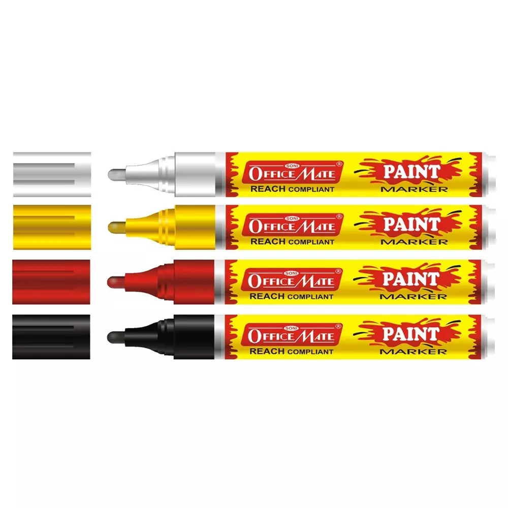Picture soni-office-mate-regular-paint-marker-45-mm-bullet-tip-multi-surface-oil-based-non-toxic-ink-for-diy-crafts-art-projects-multicolor-pack-of-4 Soni Office Mate Regular Paint Marker 4.5 mm Bullet Tip Multi-Surface, Oil-Based, Non-Toxic Ink for DIY, Crafts & Art Projects, Multicolor (Pack of 4)
