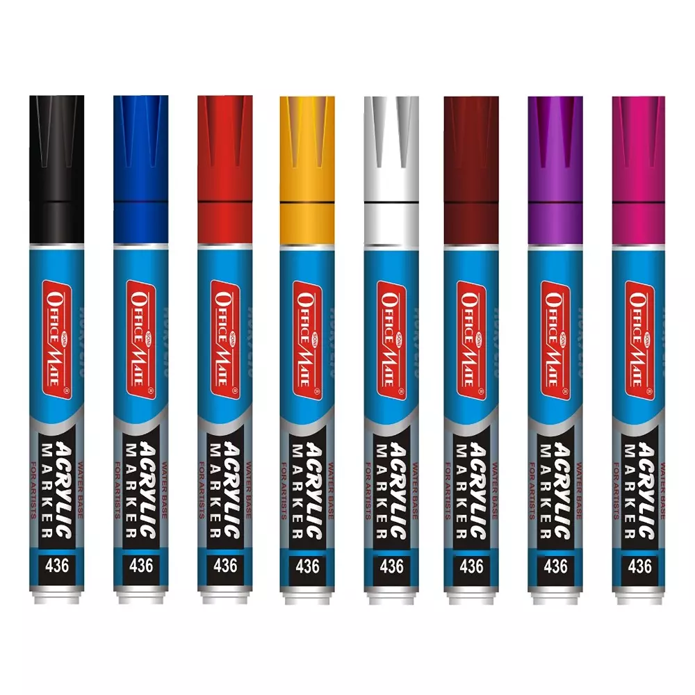 Soni Office Mate Regular Acrylic Paint Marker 4.5 mm Bullet Tip Water Based Ink, Fade Resistant for Canvas, Paper Glass & More, Multicolor (Pack of 8) Soni Office Mate Regular Acrylic Paint Marker 4.5 mm Bullet Tip Water Based Ink, Fade Resistant for Canvas, Paper Glass & More, Multicolor (Pack of 8)