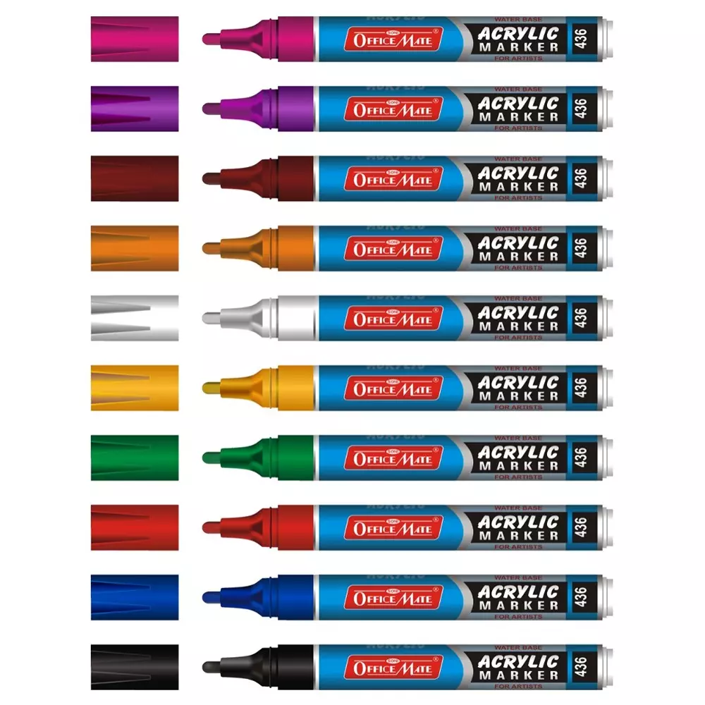 Image soni-office-mate-regular-acrylic-paint-marker-45-mm-bullet-tip-water-based-ink-fade-resistant-for-canvas-paper-glass-more-multicolor-pack-of-10 Soni Office Mate Regular Acrylic Paint Marker 4.5 mm Bullet Tip Water Based Ink, Fade Resistant for Canvas, Paper Glass & More, Multicolor (Pack of 10)