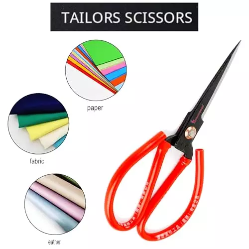 Buy malfah-enterprises-tailoring-sewing-scissors-with-rubber-handle-grip-stainless-steel-red-4-cm-rubber-for-handicrafts-office-use-268005 Malfah Enterprises Tailoring & Sewing Scissors with Rubber Handle Grip Stainless Steel Red 4 cm for Handicrafts & Office Use, 268005